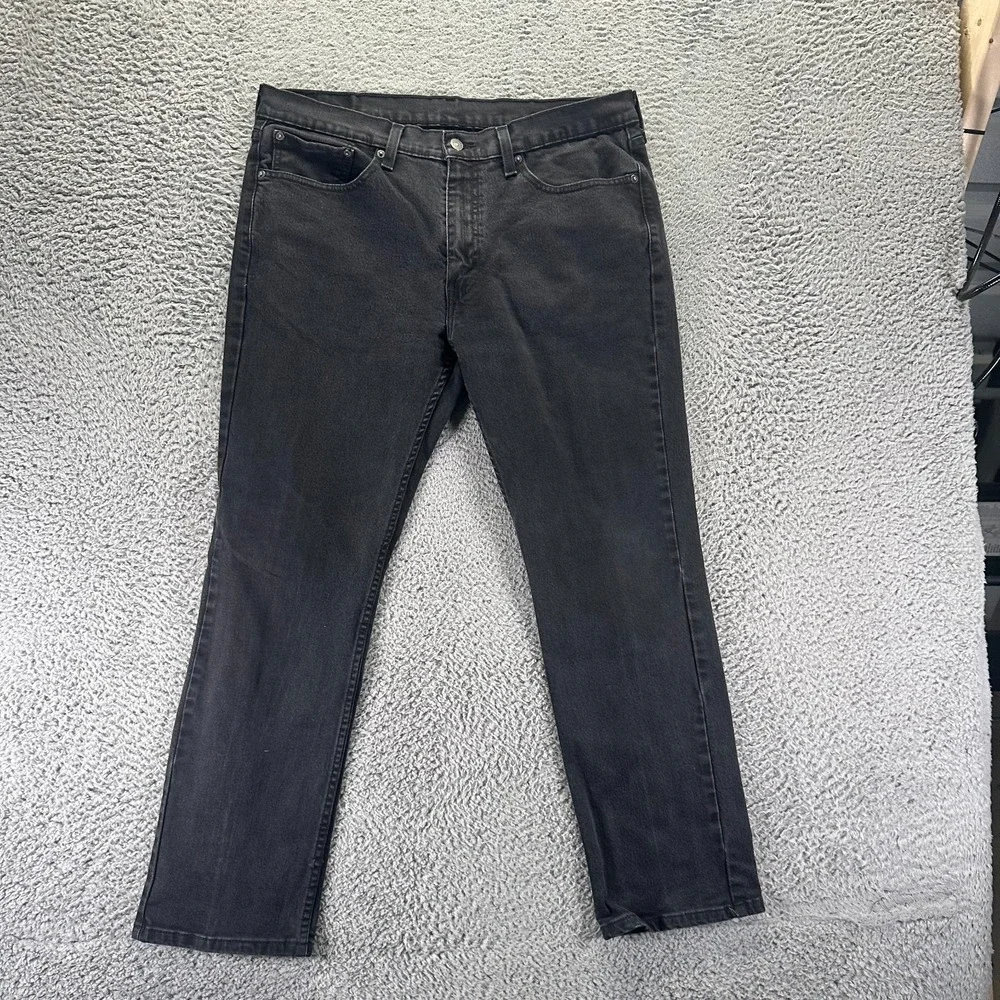 Levi's 514 Jeans Mens 36x30 Black Cotton Denim Straight Workwear Travel Stretch